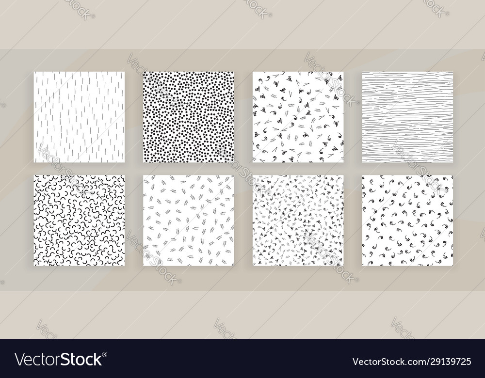 Set abstract seamless patterns doodles lines Vector Image Set abstract seamless patterns doodles lines