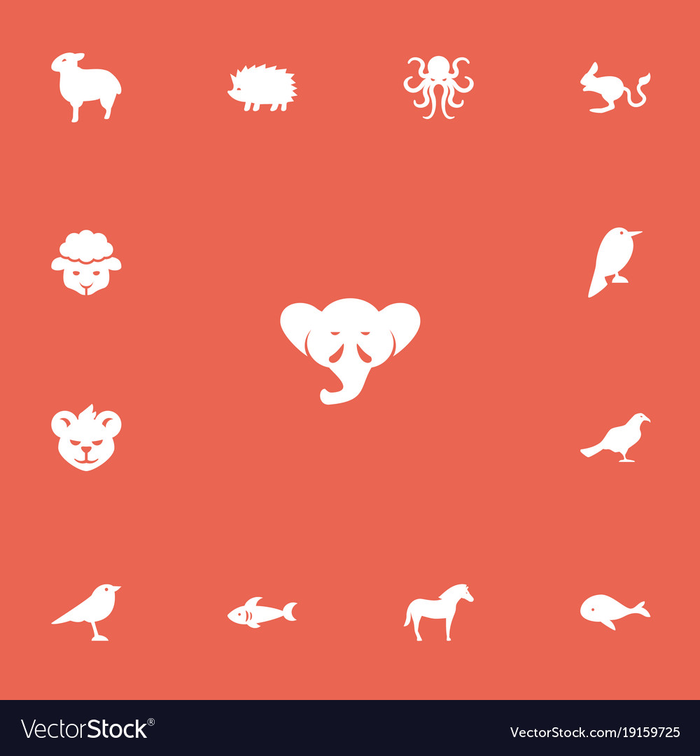 Set of 13 editable zoo icons includes symbols