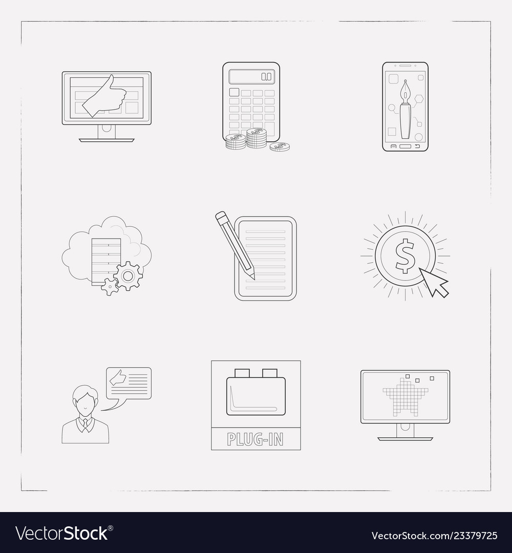Set webdesign icons line style symbols vector image Set webdesign icons line style symbols