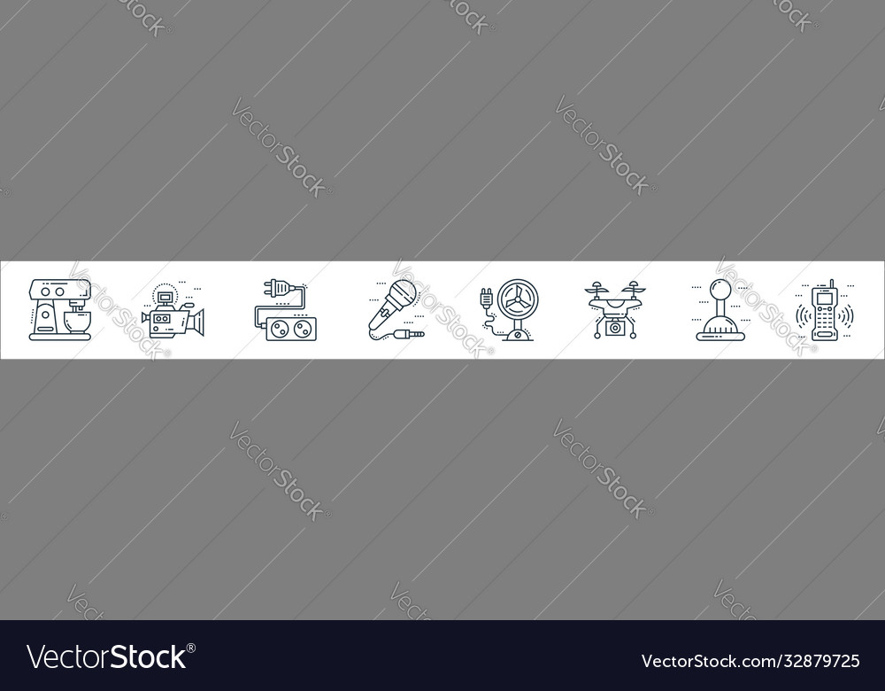 Technology devices line icons linear set quality