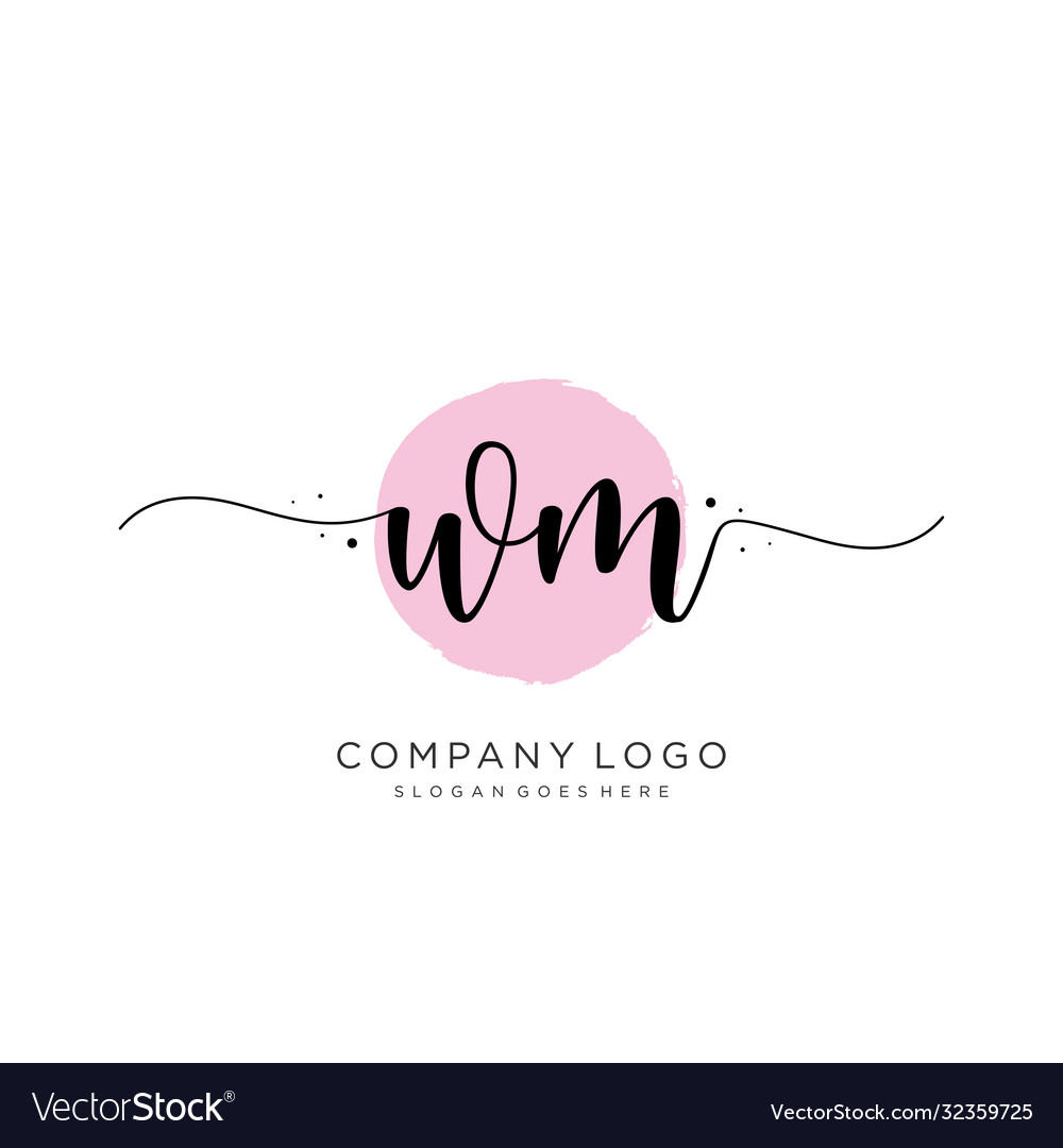 Wm initial handwriting logo design