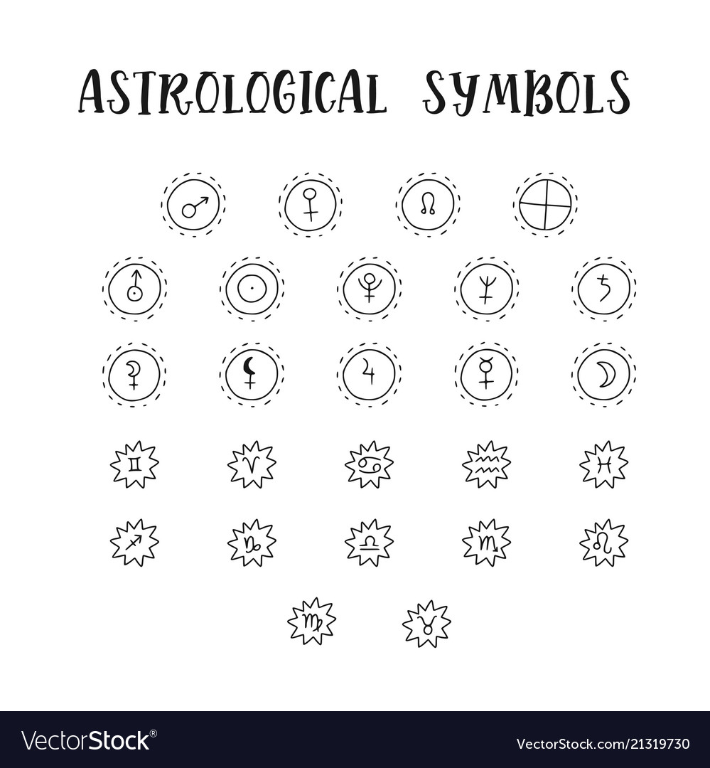 Astrologie doodle Symbole Satz astrologische