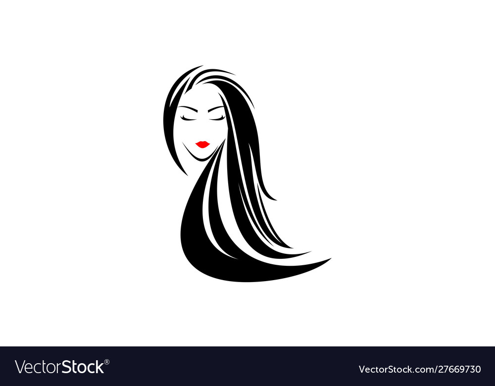 Beautiful Women Face Hair Salon Logo Royalty Free Vector