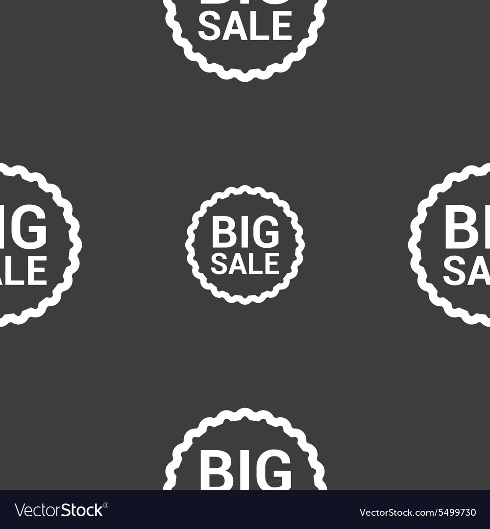 Big sale icon sign seamless pattern on a gray