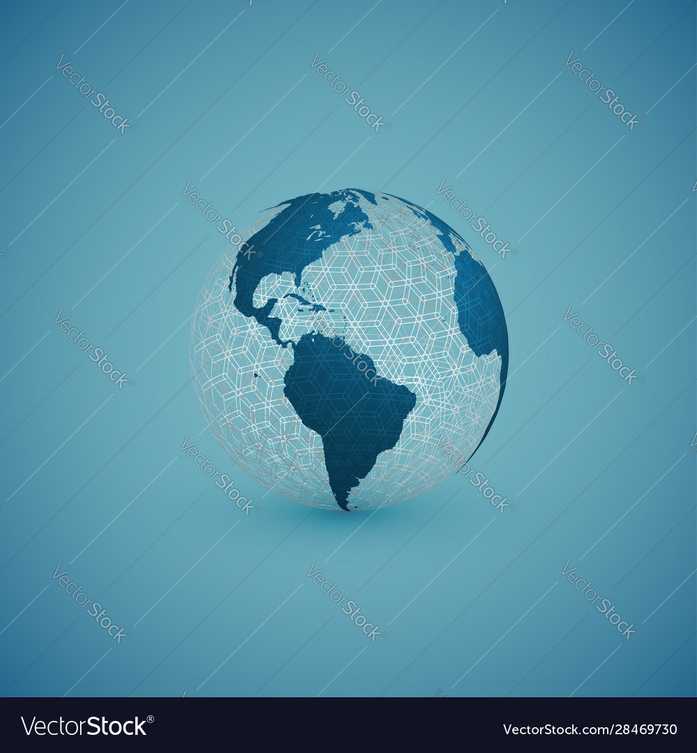 Blue globe map with pattern sphere vector image Blue globe map with pattern sphere