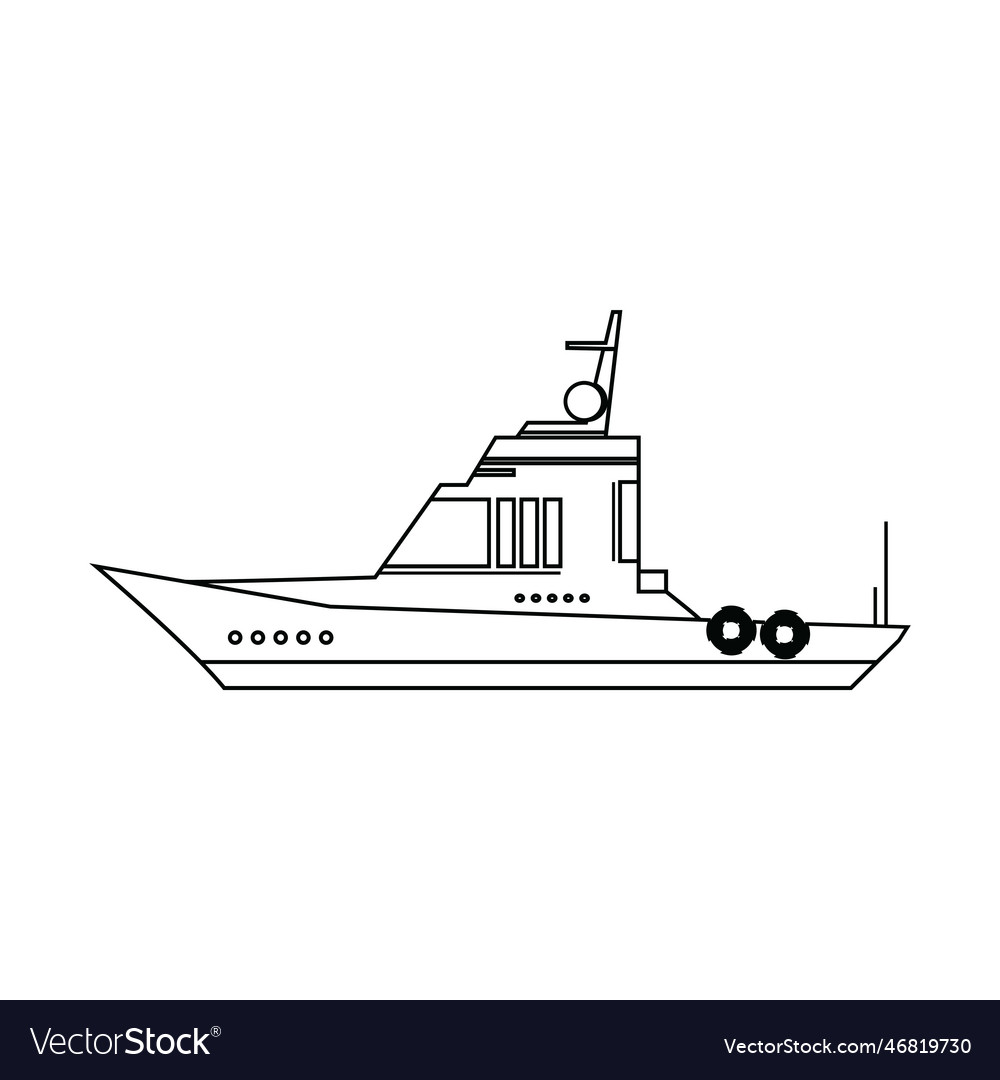 Cabin boat line Royalty Free Vector Image - VectorStock