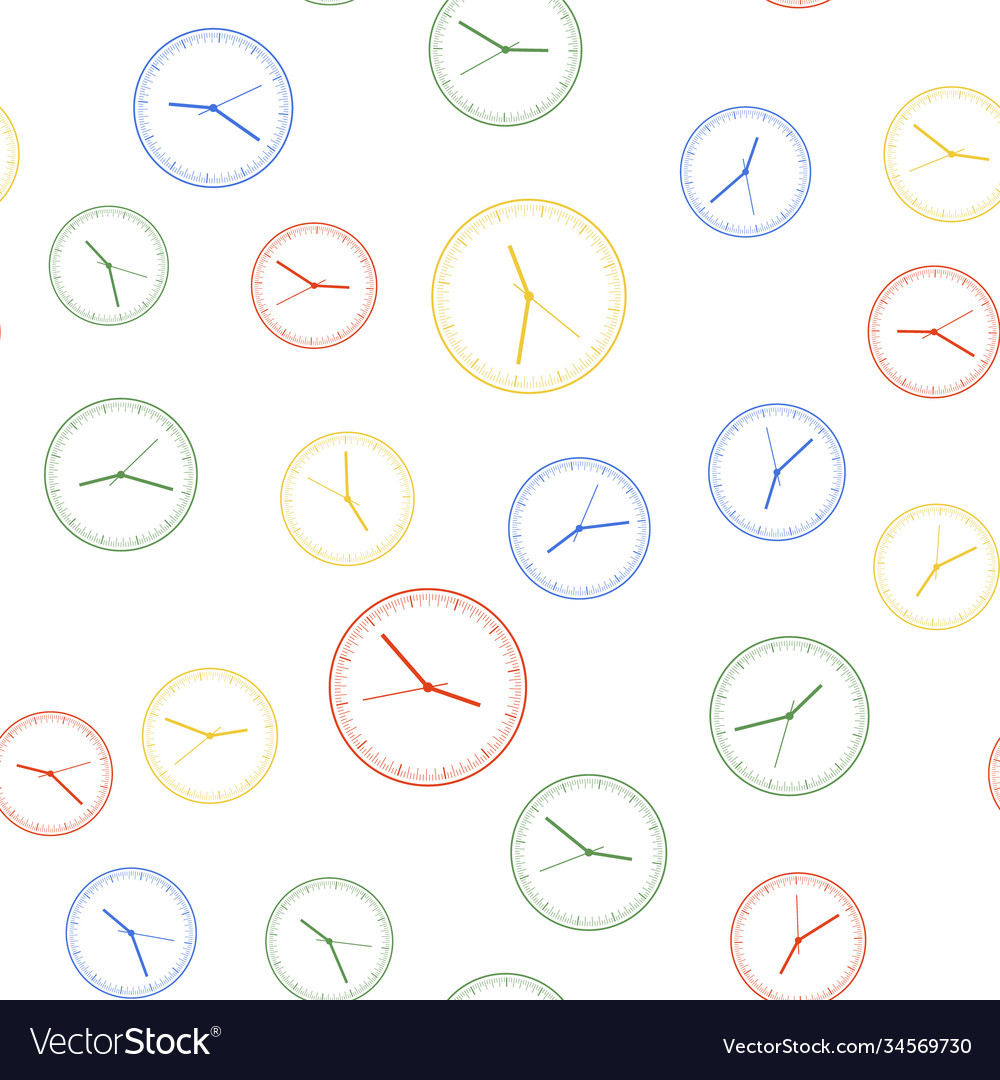 Color clock icon isolated seamless pattern Vector Image Color clock icon isolated seamless pattern