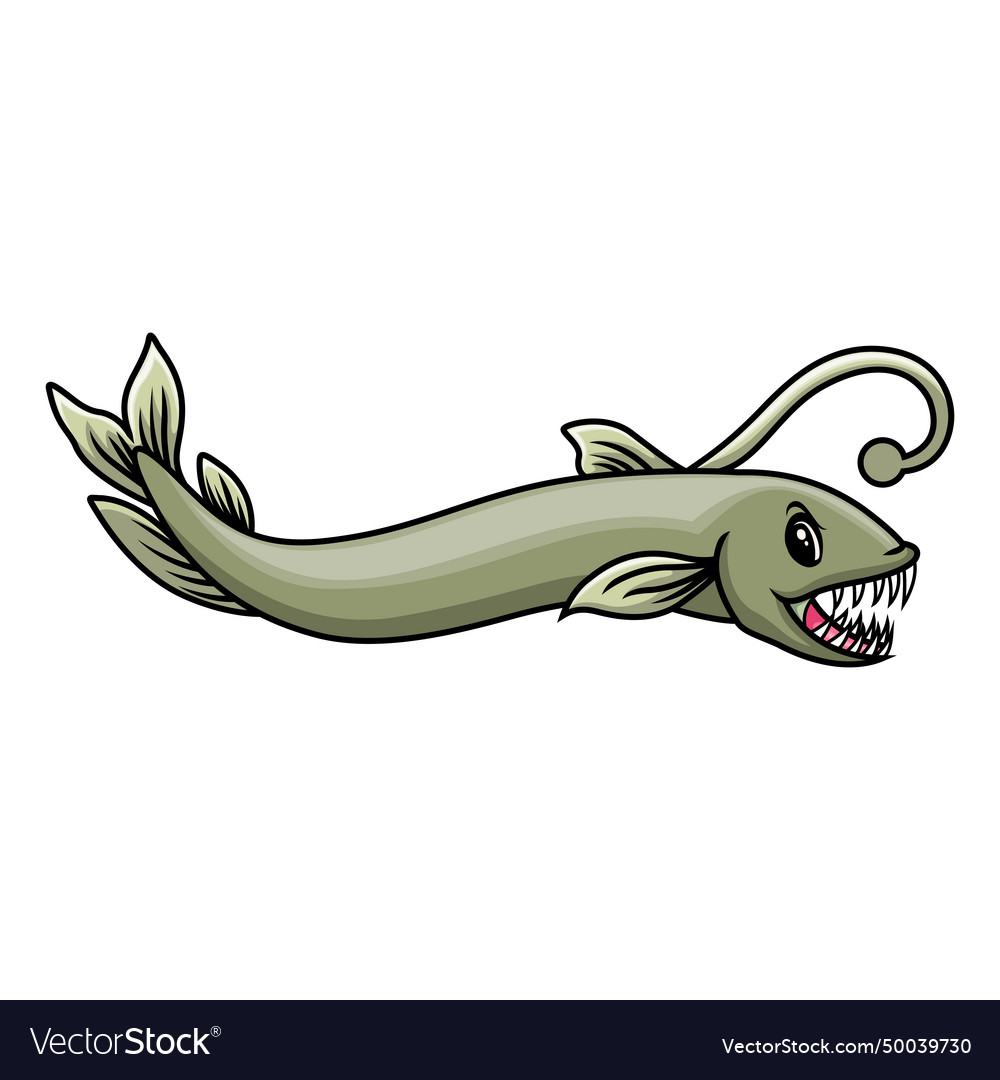 Funny cartoon viperfish a swimming