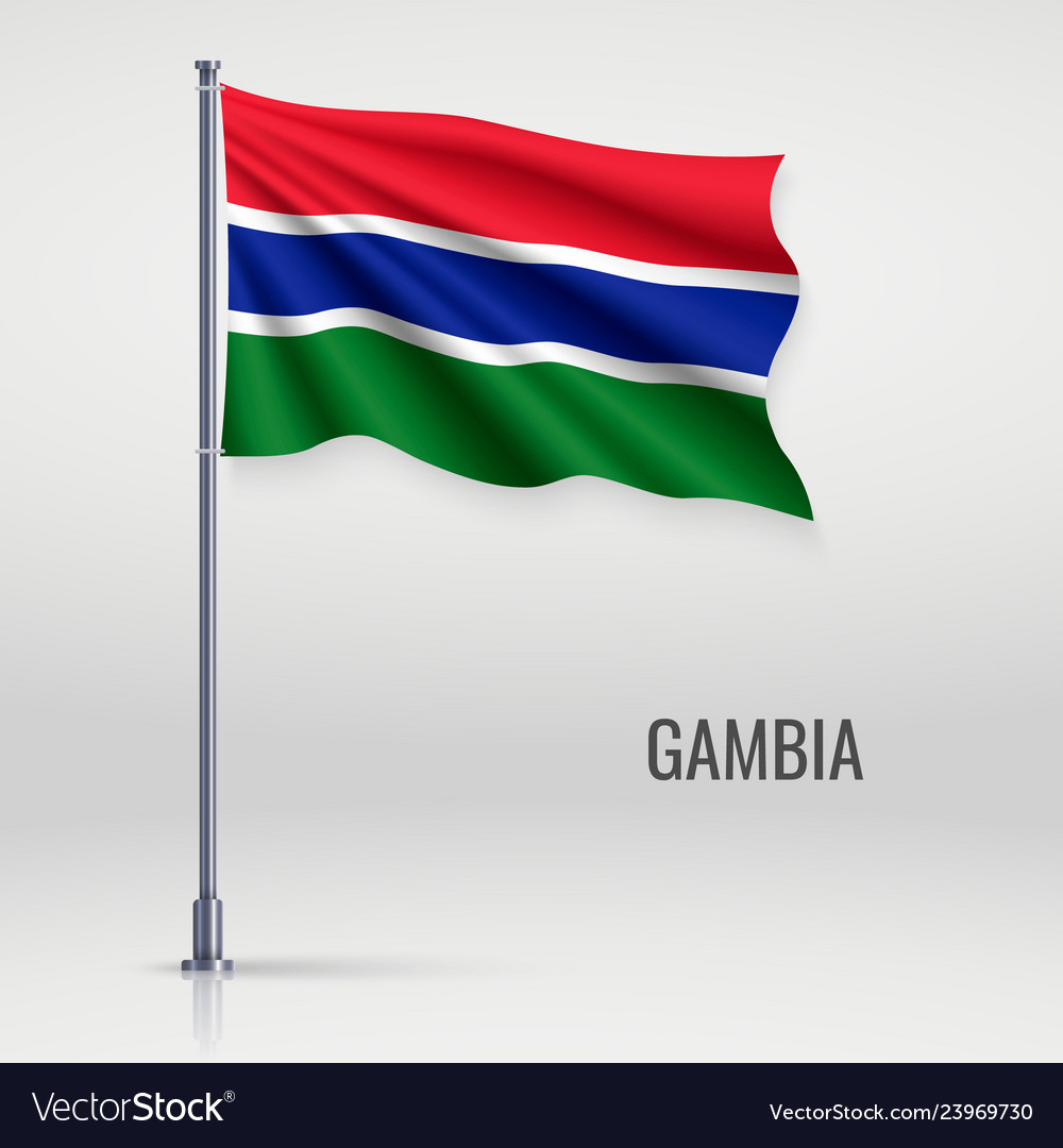 Gambia Flag on Pole