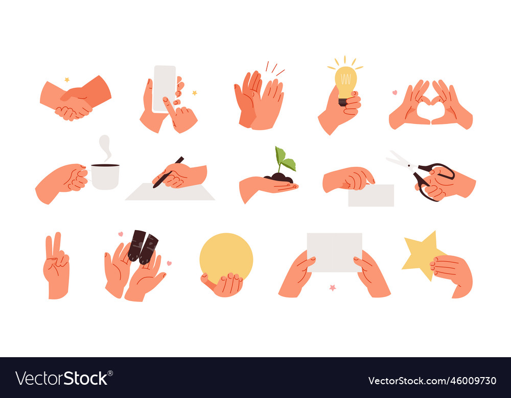 Hands concept and various actions vector image Hands concept and various actions