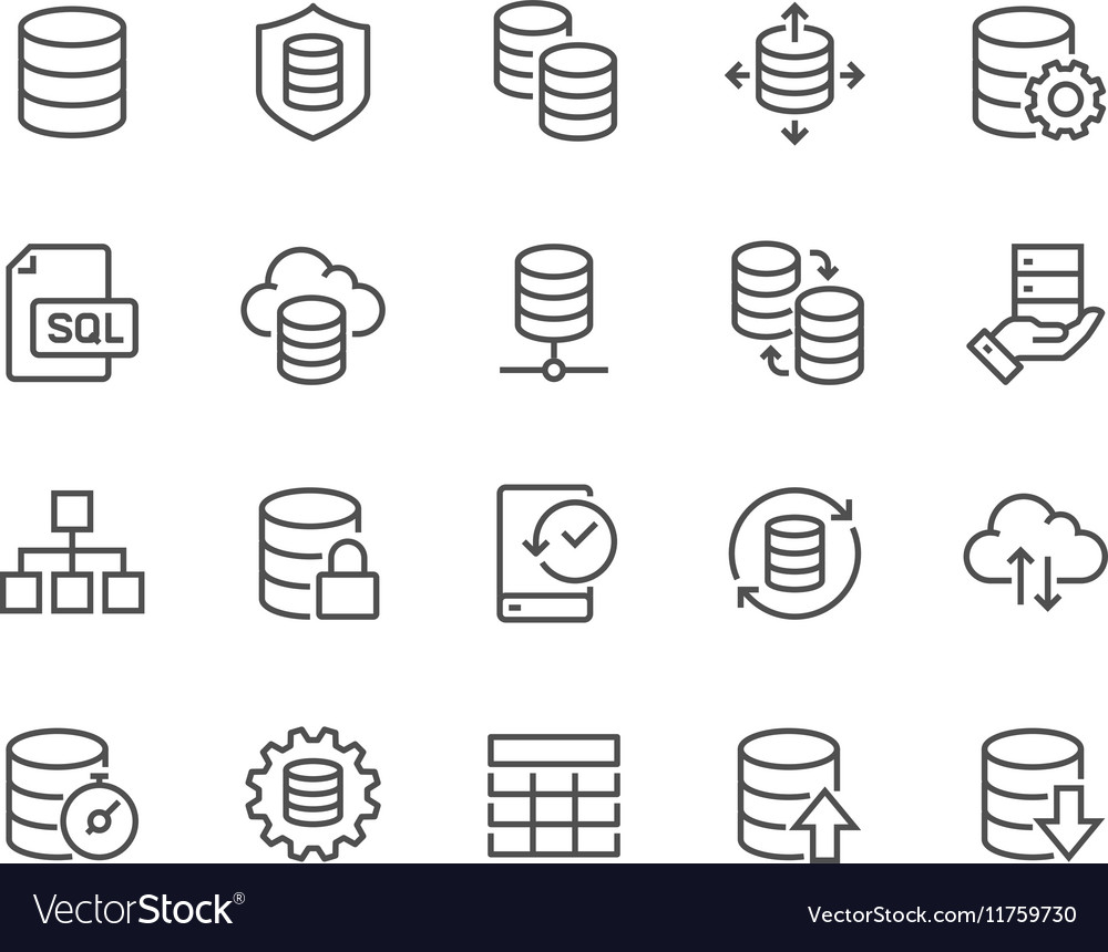 Line database icons Royalty Free Vector Image - VectorStock