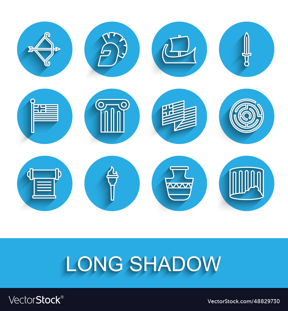 Set line decree parchment scroll torch flame vector image Set line decree parchment scroll torch flame