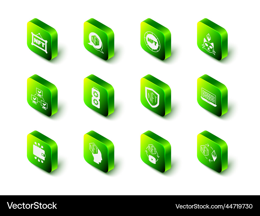 Set nft digital crypto art binary code ethereum Vector Image