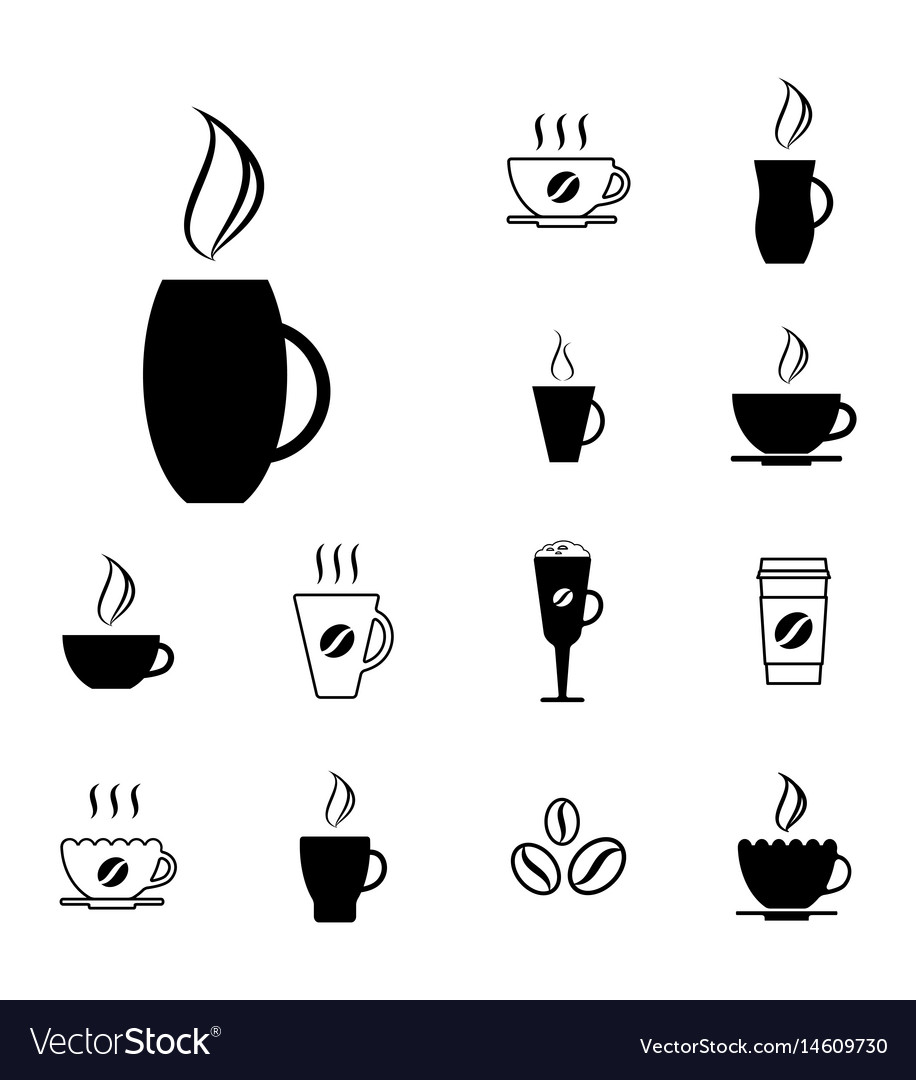 Set of different coffee cup icons