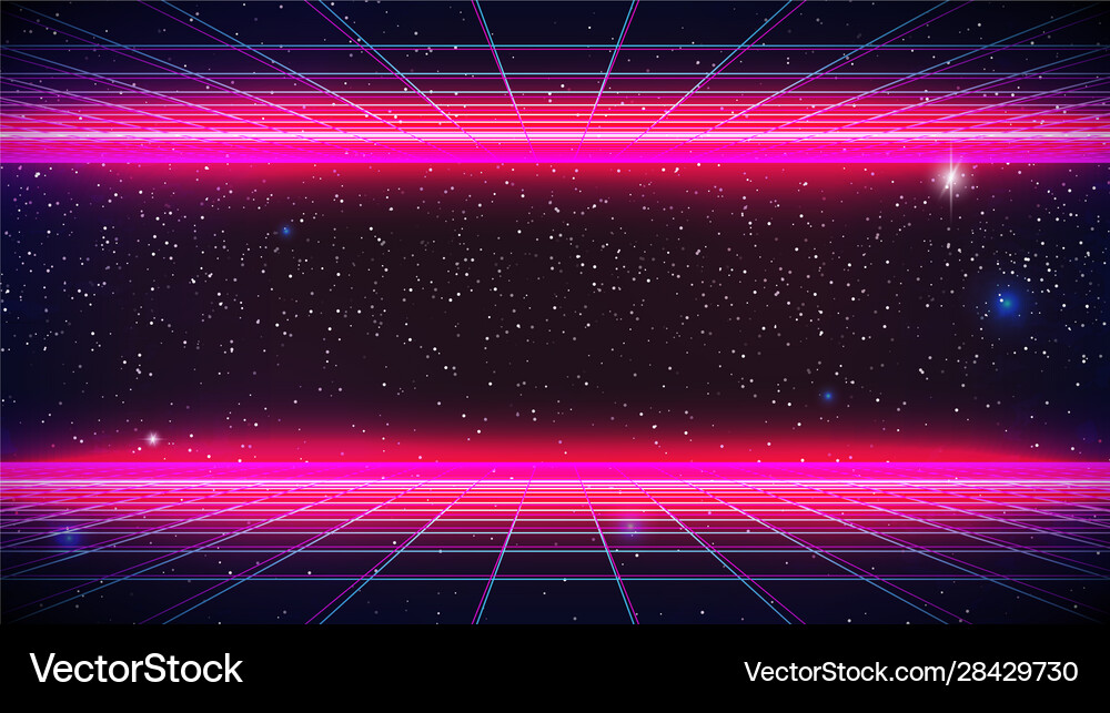 Synthwave Grid Neon Background Royalty Free Vector Image