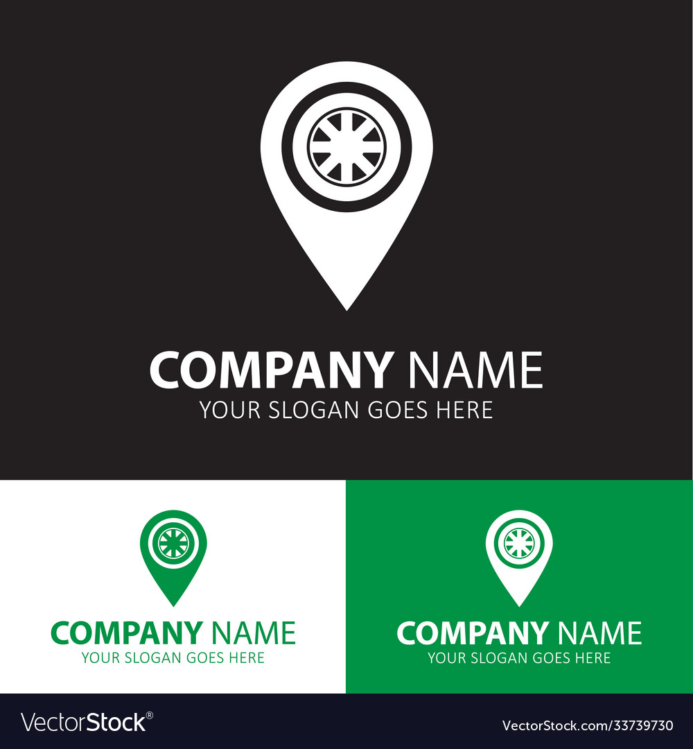 Tyre with pin icon for web and mobile