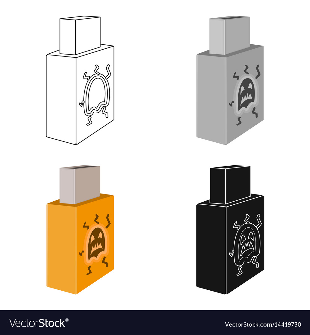 Usb with virus icon in cartoon style isolated