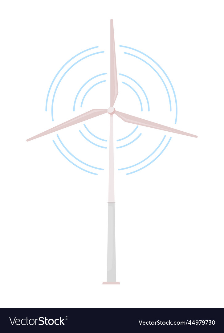 Wind turbine semi flat color object Royalty Free Vector Wind turbine semi flat color object Royalty Free Vector