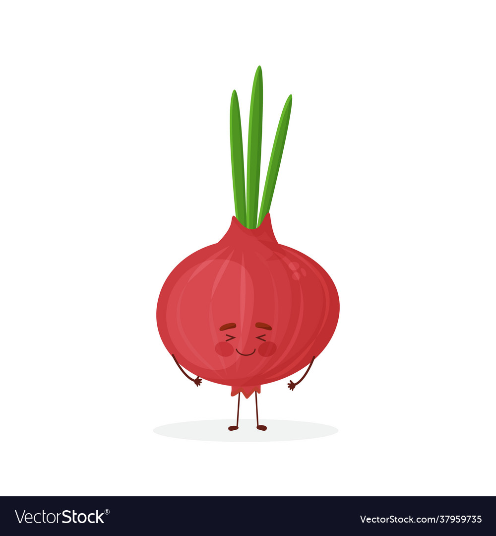 Cute funny fresh onion vegetable character Vector Image Cute funny fresh onion vegetable character Vector Image