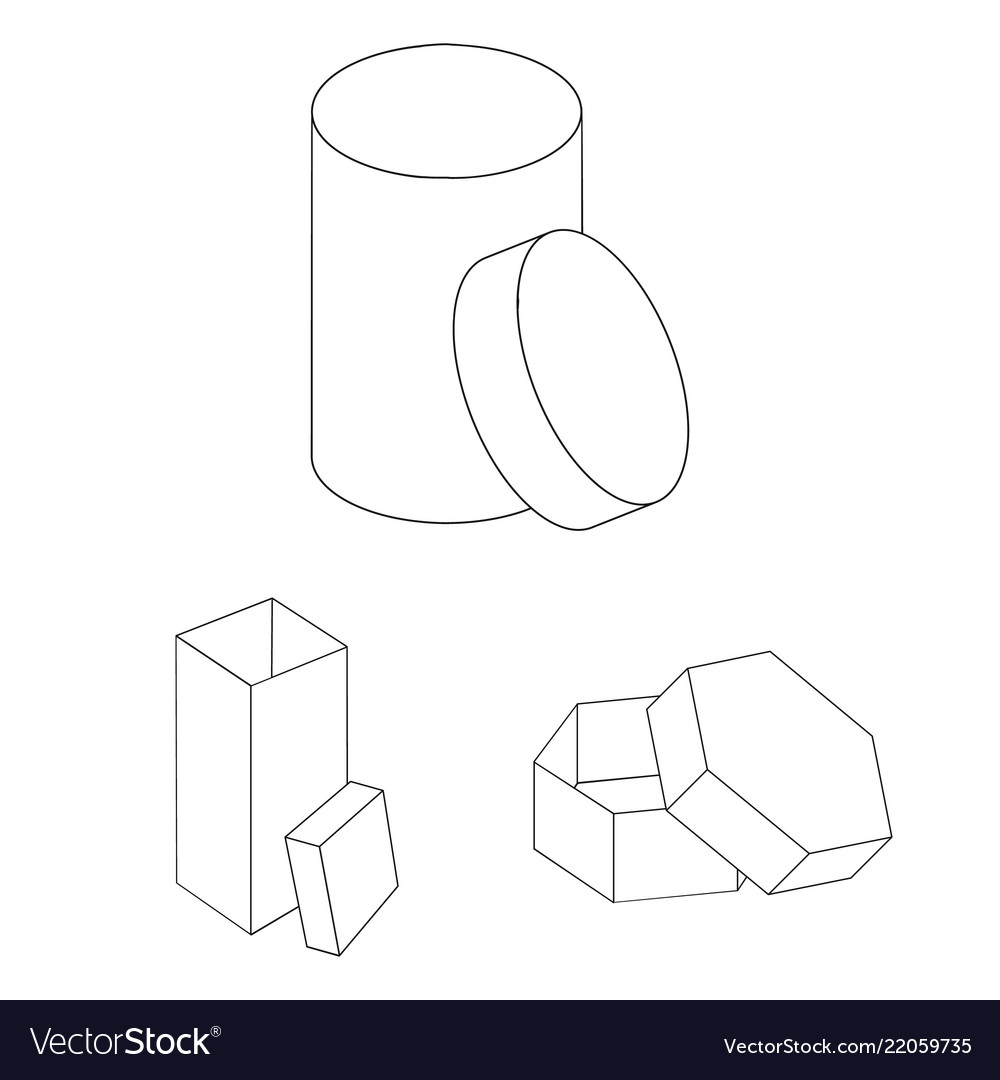 Different boxes outline icons in set collection