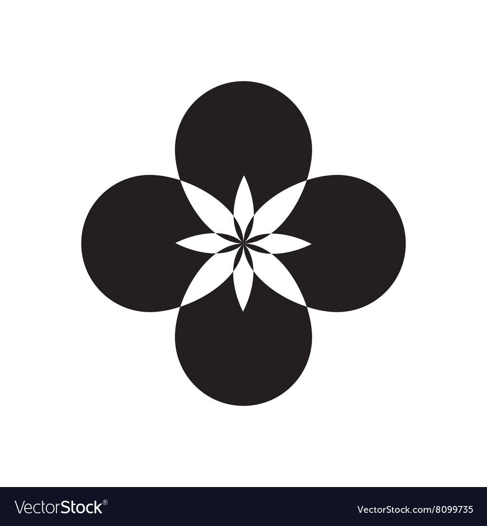 Flat icon in black and white flower Royalty Free Vector
