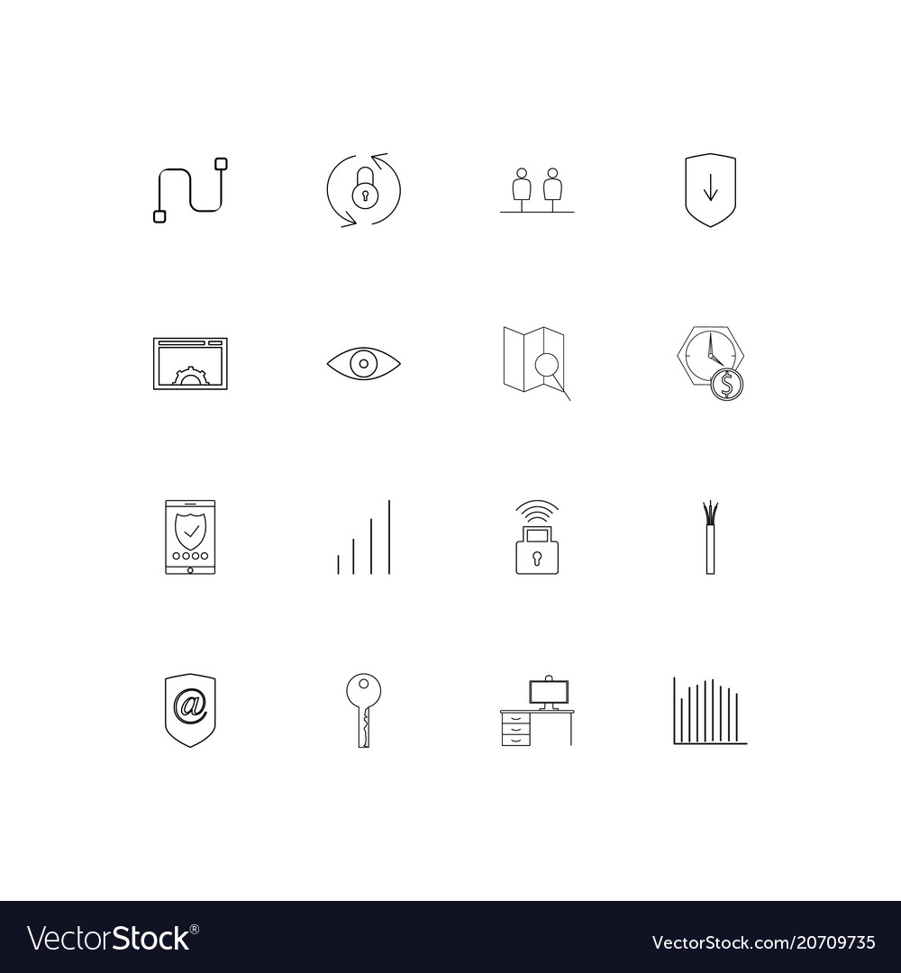 Internet security simple linear icons set