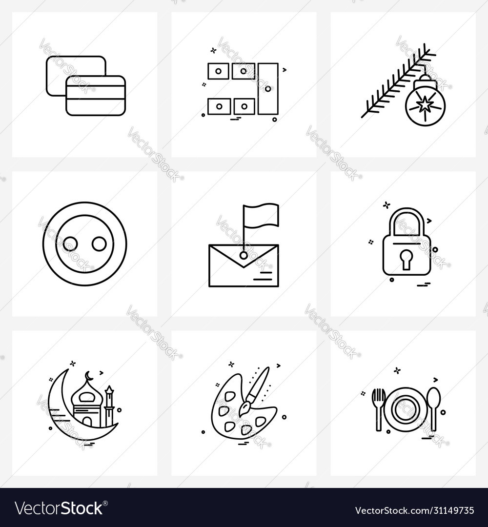 Modern line 9 simple icons mail flag
