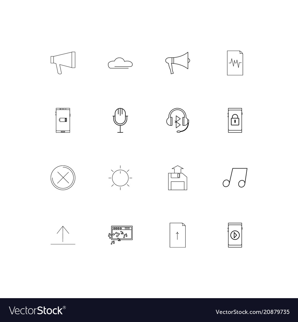 Music linear thin icons set outlined simple
