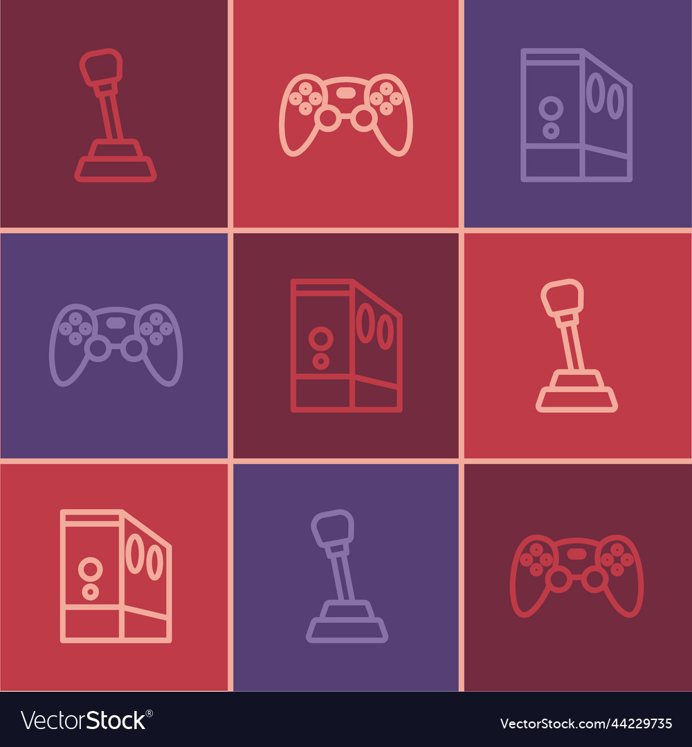 Set line gear shifter case of computer and game vector image Set line gear shifter case of computer and game