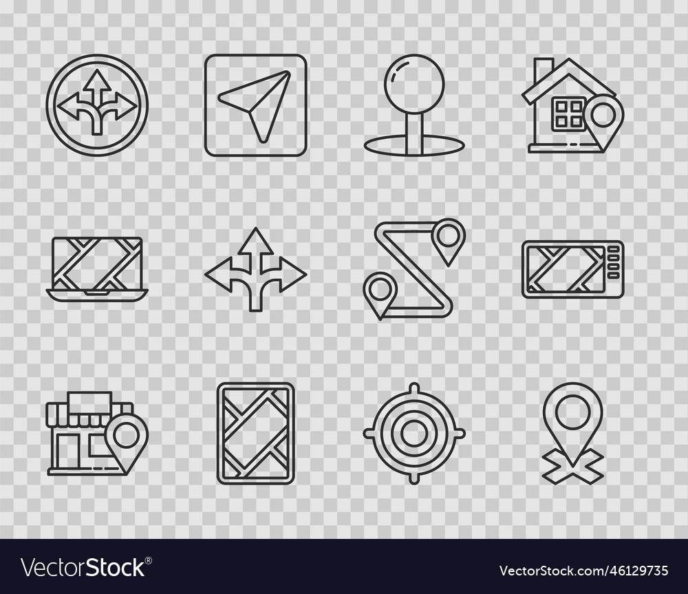 Set line location with store push pin gps device vector image Set line location with store push pin gps device