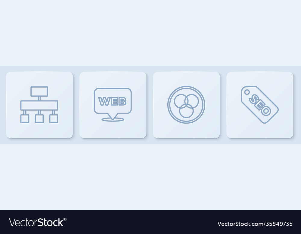 Set line site map rgb and cmyk color mixing web vector image Set line site map rgb and cmyk color mixing web