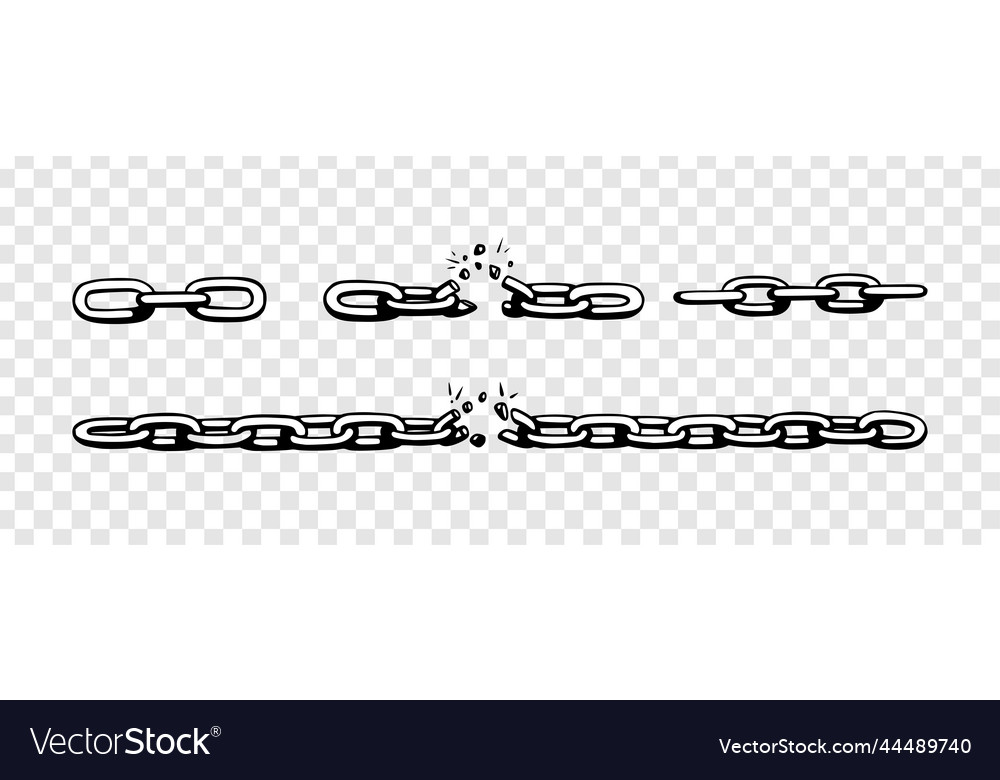 Broken chain with shatters as symbol of strength