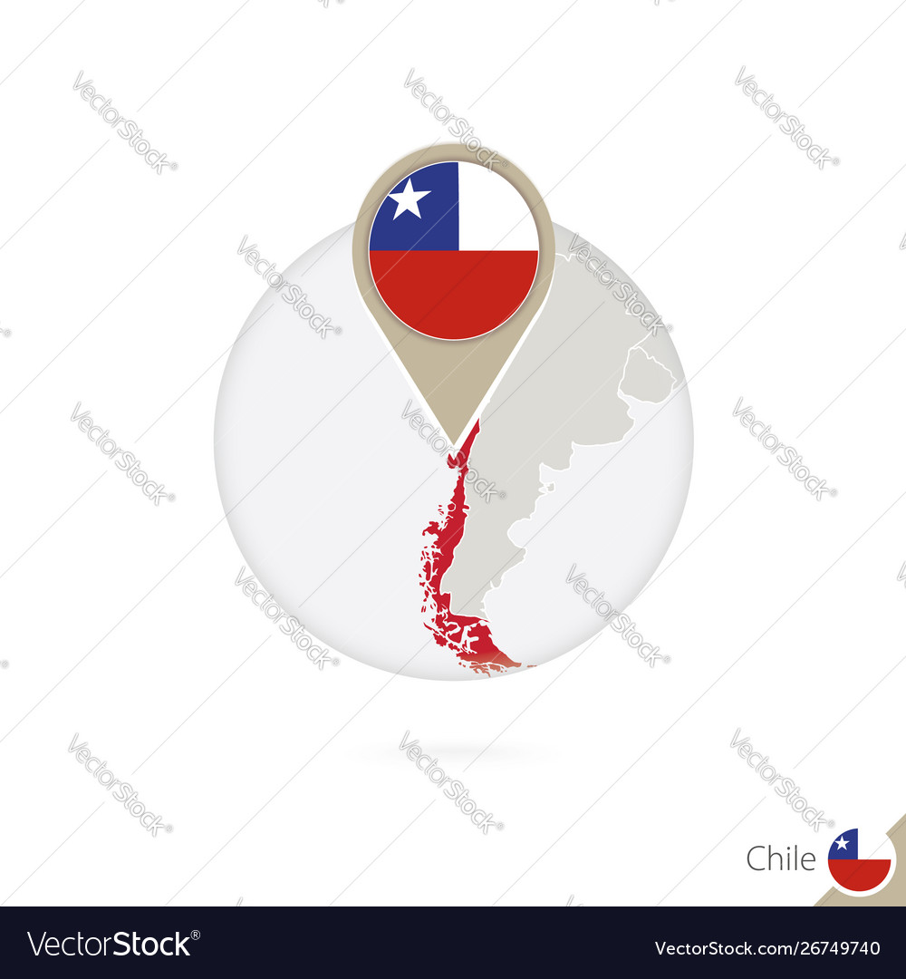 Chile map and flag in circle