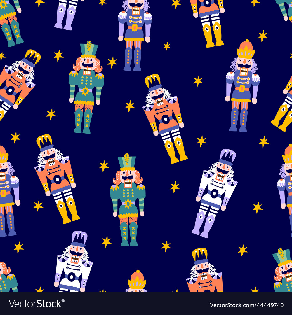 Christmas seamless nutcracker pattern vector image Christmas seamless nutcracker pattern