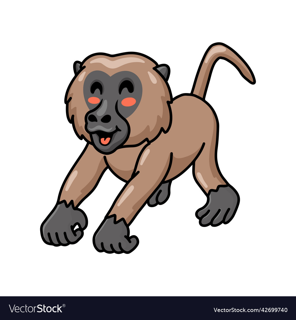 Cute little baboon monkey cartoon Royalty Free Vector Image