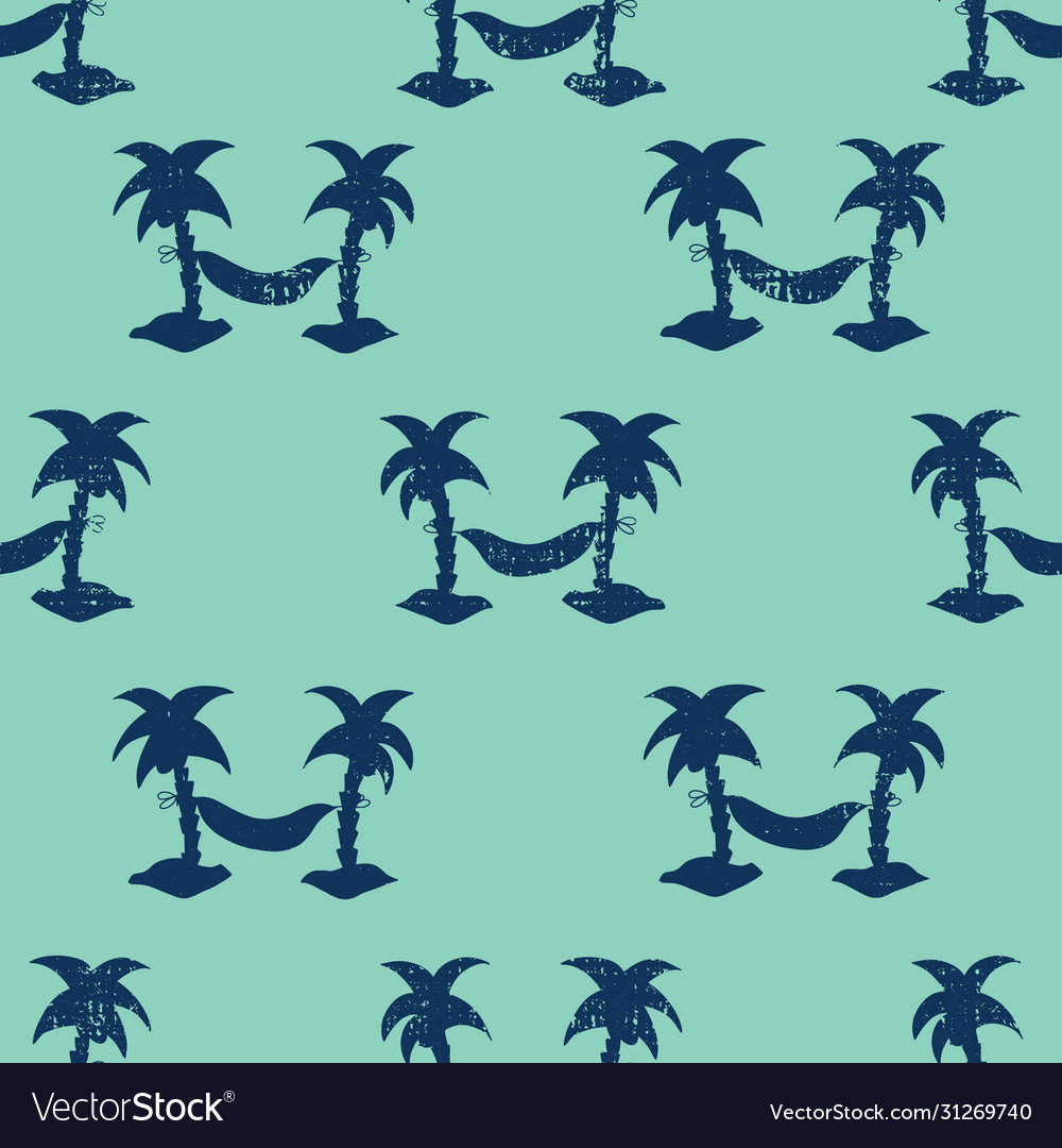 Hammocks between palm trees seamless
