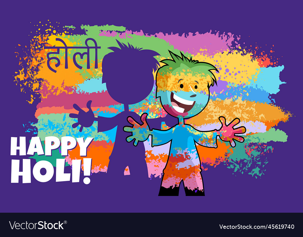 Hindu holi festival design with comic character Vector Image