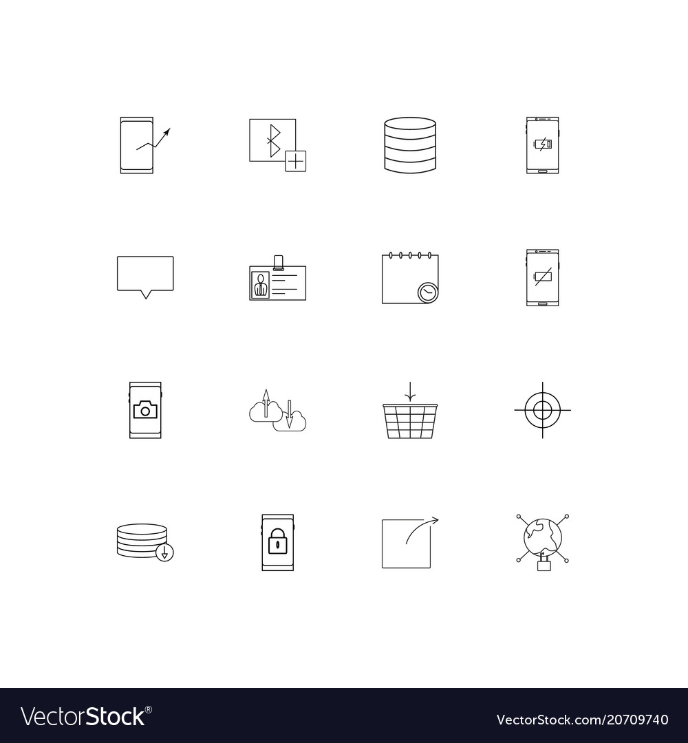 Internet technologies simple linear icons set