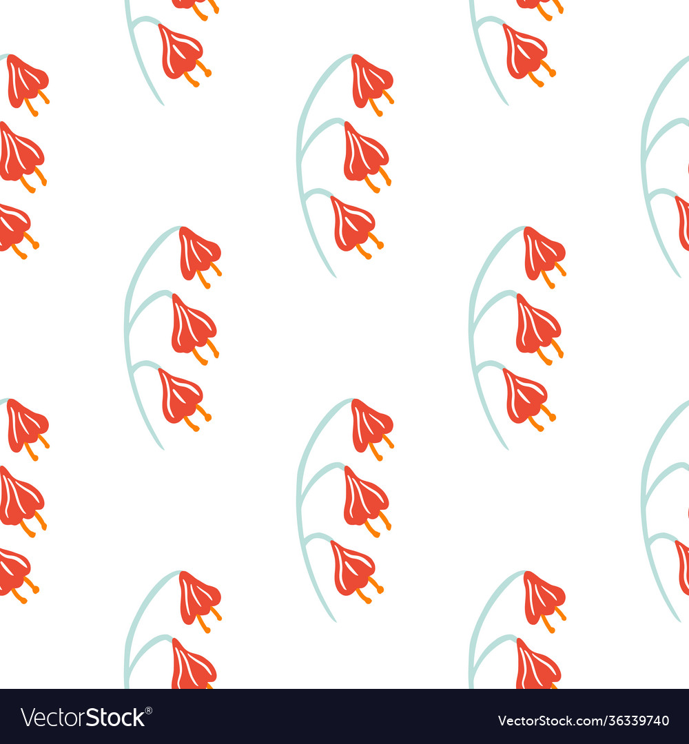 Isolated meadow seamless pattern with bright red