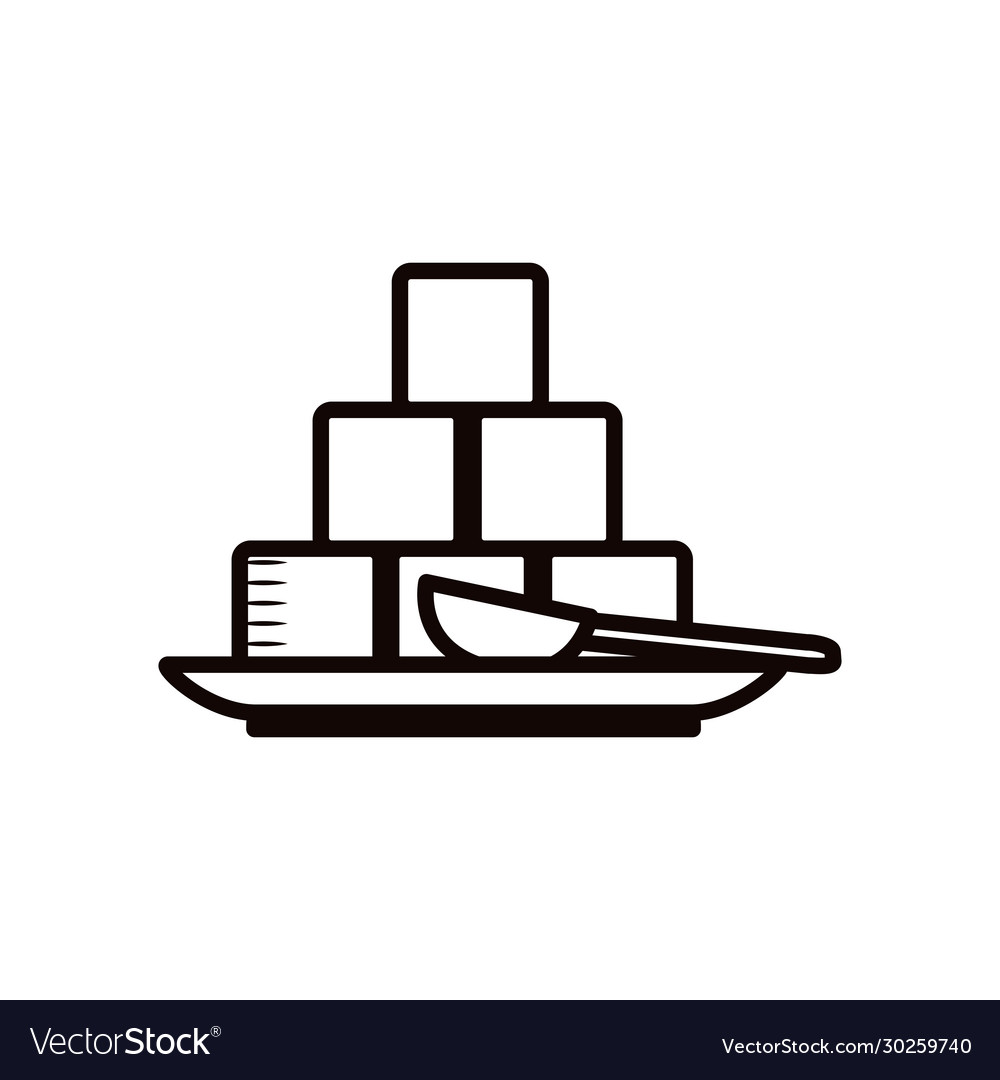 Isolated sugar cubes with spoon line style icon