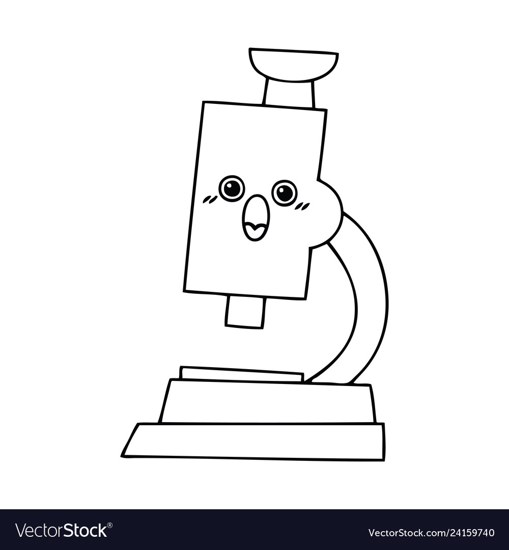 Line drawing cartoon microscope Royalty Free Vector Image