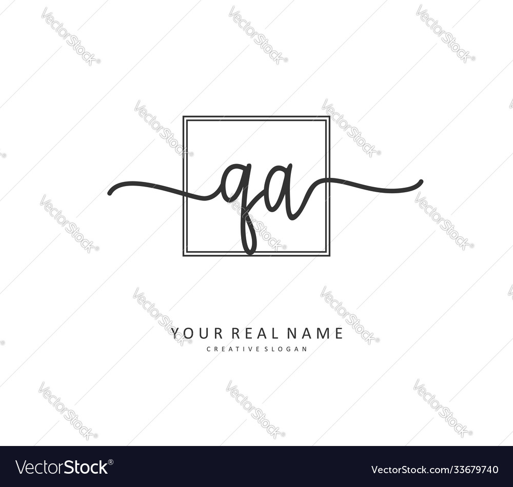 Q a qa initial letter handwriting and signature