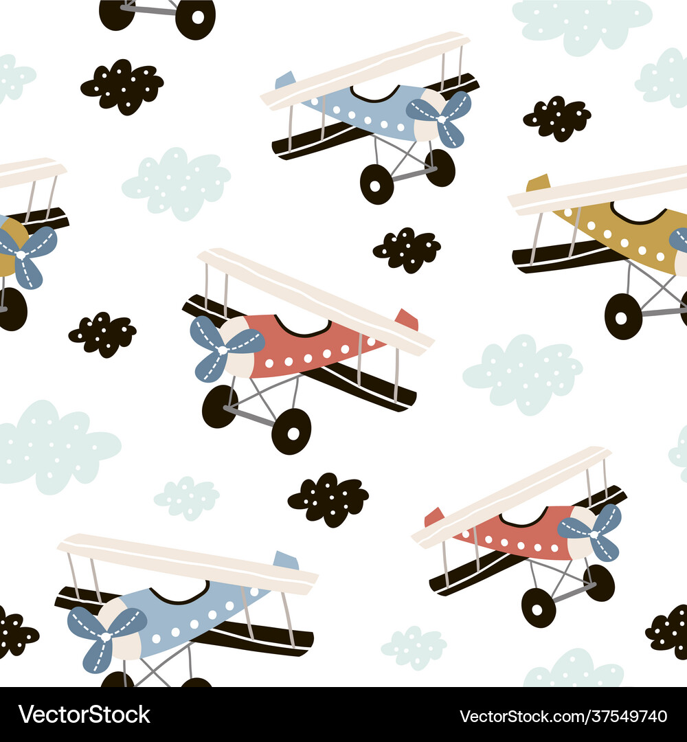 Retro Airplane Pattern Royalty Free Vector Image