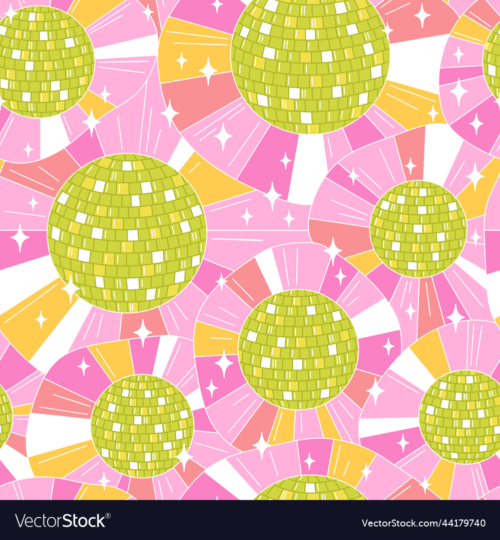 Seamless pattern with shiny disco balls vector image Seamless pattern with shiny disco balls