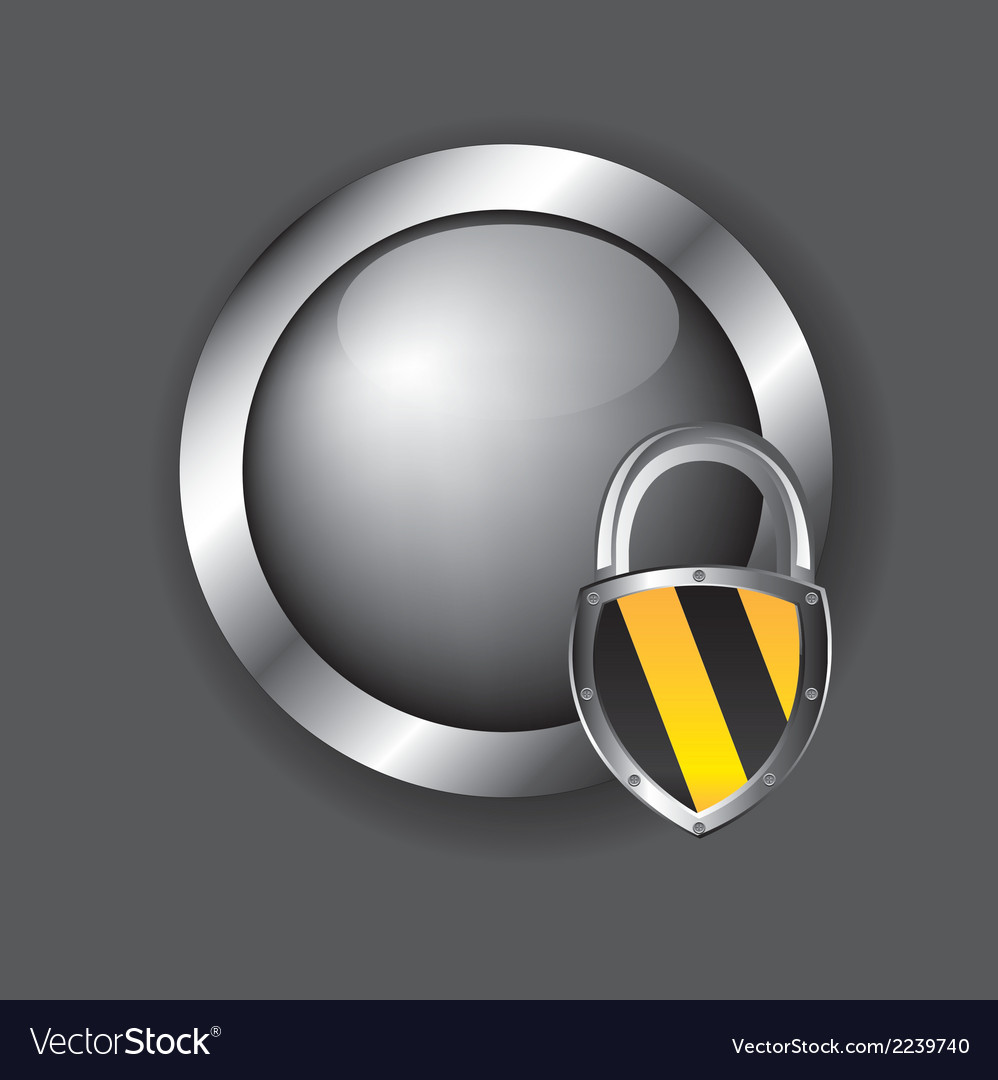 Security icons over chrome button with a padlock