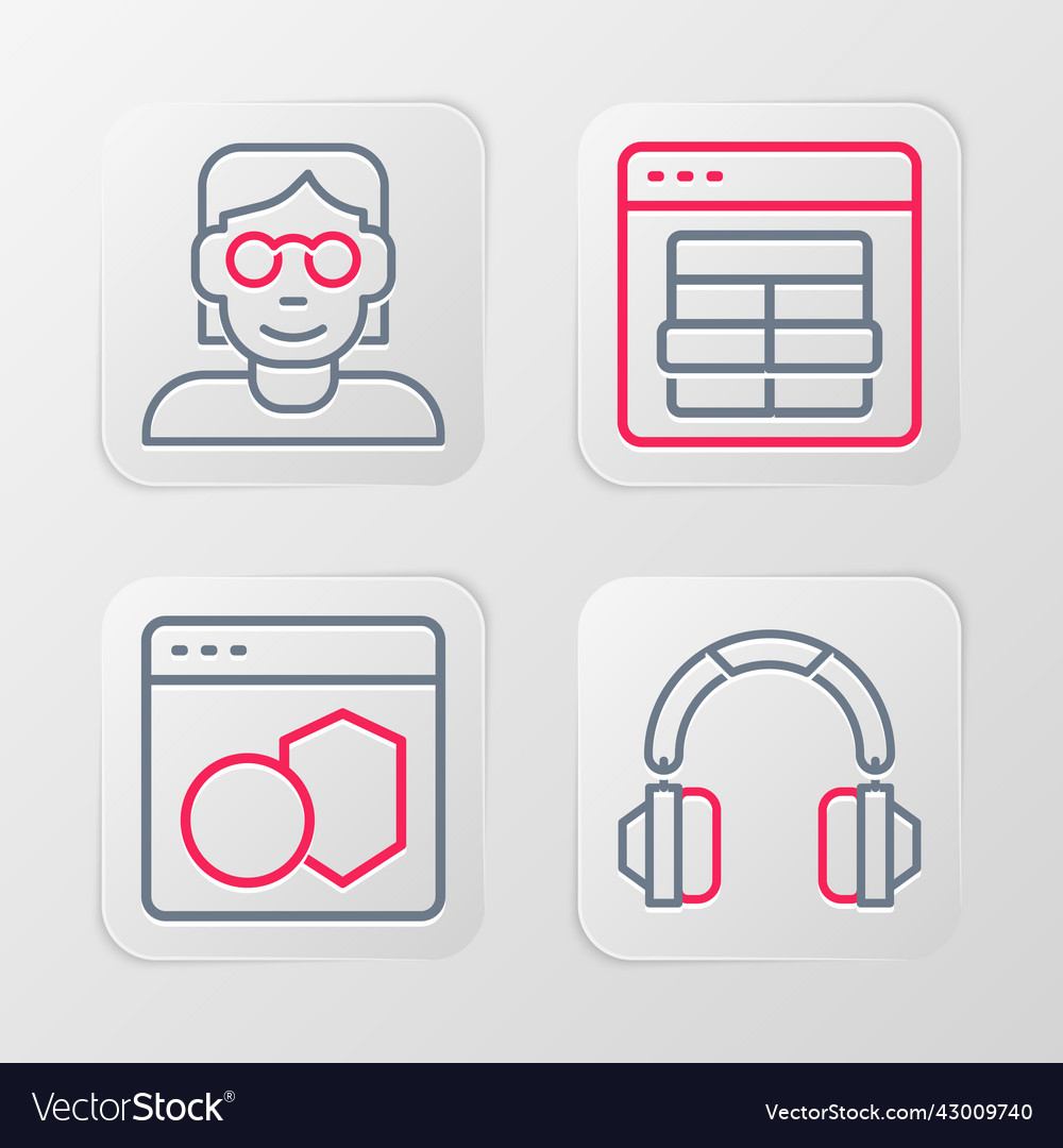 Set line headphones software mysql code vector image Set line headphones software mysql code