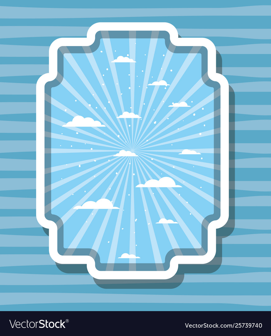 Striped and clouds design inside label