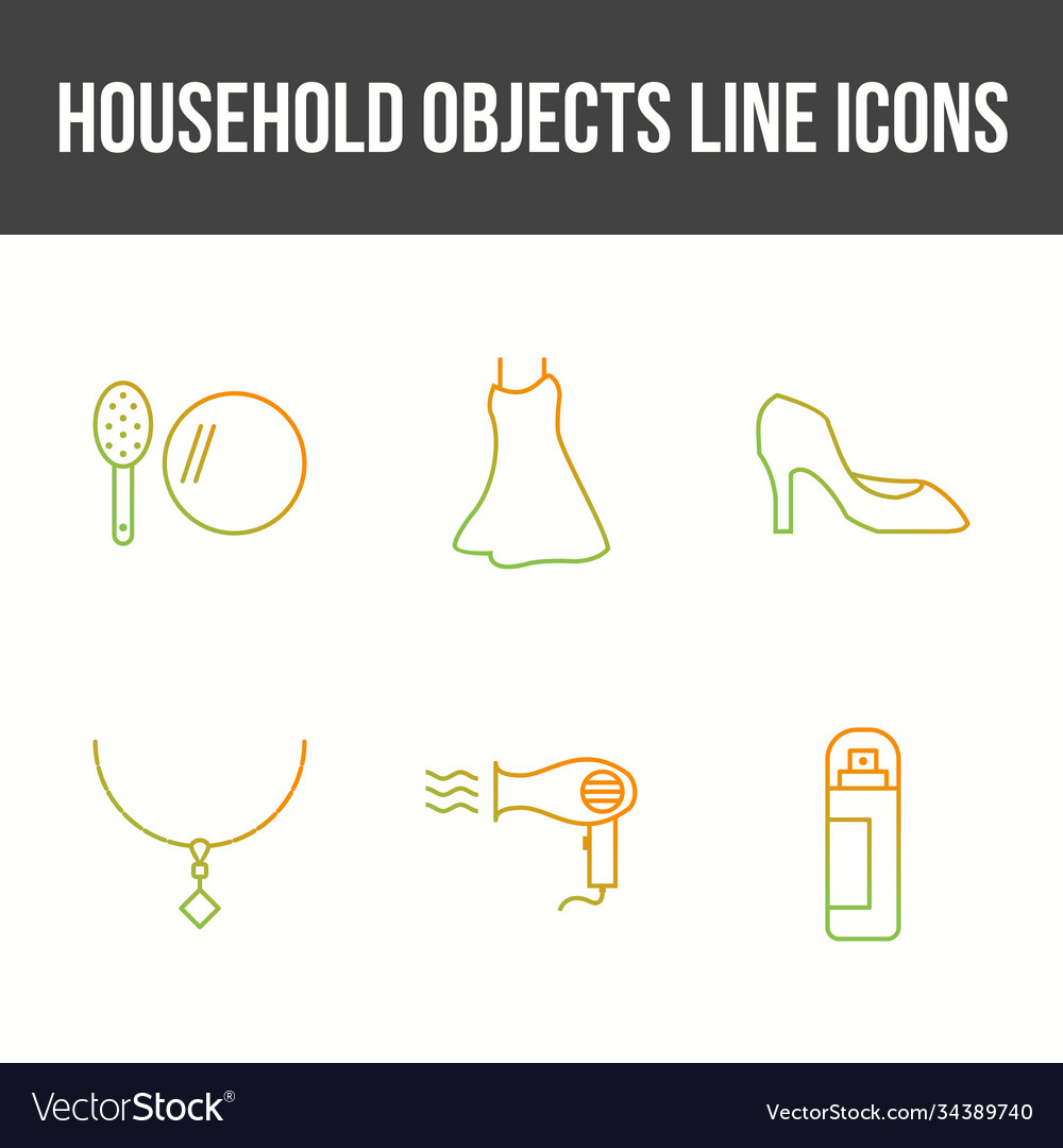Unique household objects icon set