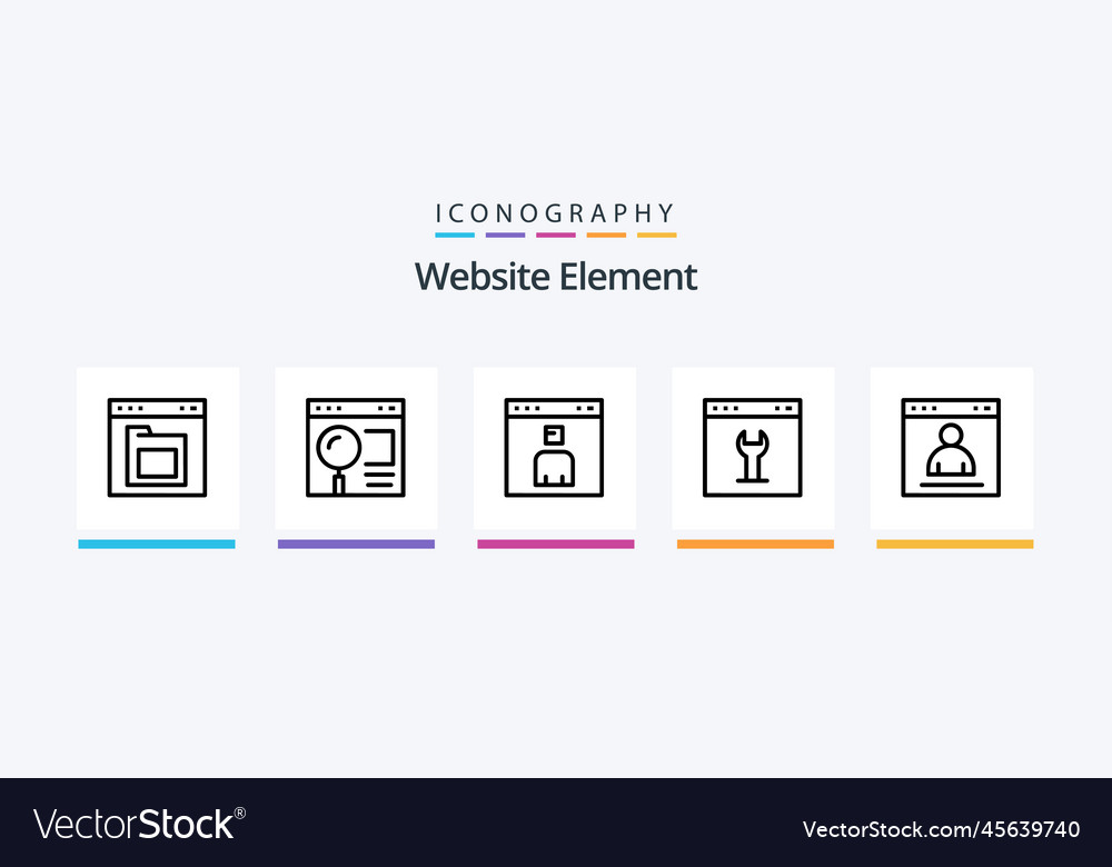 Website element line 5 icon pack including coding