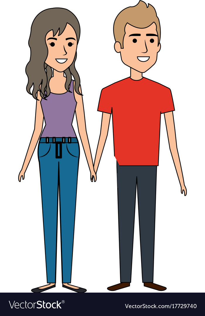 Young Couple Standing Avatars Royalty Free Vector Image